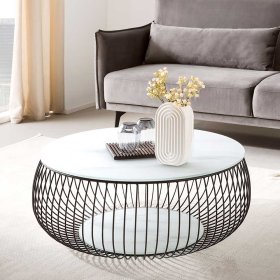 Sofatisch Santyra mit Drahtgestell in runder Form – Ansicht 2