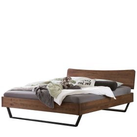 Industrie und Loft Stil Doppelbett Cibao aus Nussbaum Massivholz und Stahl – Ansicht 1