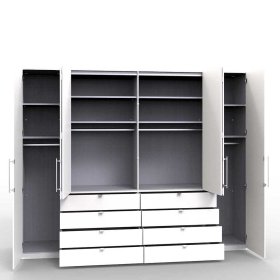 XXL Schlafzimmerschrank Vasilio 4 türig mit Schubladen in Eiche Trüffelfarben – Ansicht 6