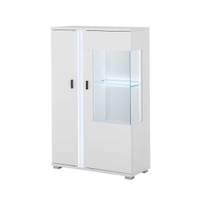 TV Wohnwand modern Constantin in Weiß mit LED Beleuchtung (dreiteilig) – Ansicht 4