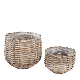Runde Flechtkörbe Diego aus Rattan im Landhausstil (zweiteilig) – Ansicht 1
