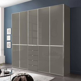 Kleiderschrank braun Boplaroma 247 cm breit mit fünf Schubladen – Ansicht 2