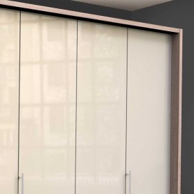 XL Falttüren Schrank Codumenta in Cremefarben und Eiche Sägerau mit Schubladen – Ansicht 5