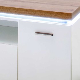 Fernseh Unterschrank Gereova mit LED Beleuchtung in Weiß und Wildeiche Optik – Ansicht 4