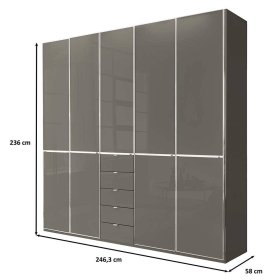 Kleiderschrank braun Boplaroma 247 cm breit mit fünf Schubladen – Ansicht 9
