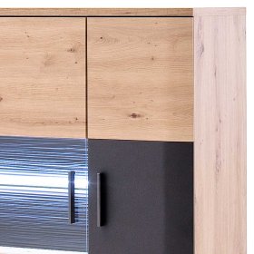 Wohnzimmer Highboard Lucisa in Eiche Optik und Anthrazit modern – Ansicht 4
