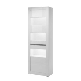 Wohnzimmer Anbauwand Novinza in Weiß Hochglanz und Beton Grau 280 cm (vierteilig) – Ansicht 7