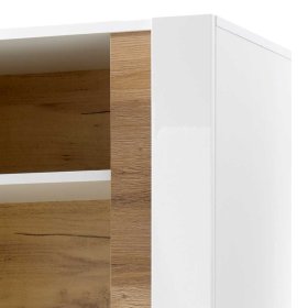 Standvitrine Franvos im Skandi Design in Weiß und Wildeiche Optik – Ansicht 7