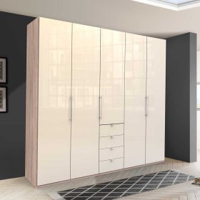 Glasbeschichteter Schlafzimmerschrank Codumenta in Weiß und Eiche Sägerau – Ansicht 3