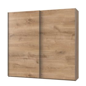 Kleiderschrank mit Schwebetüren Grenvana in Plankeneiche Holzoptik 250 cm breit – Ansicht 1