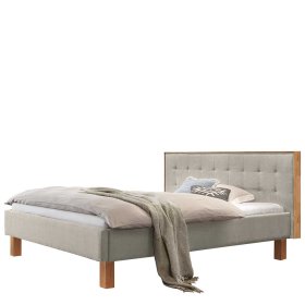 Polsterbett Rock in Beige mit Vierfußgestell aus Kernbuche – Ansicht 1