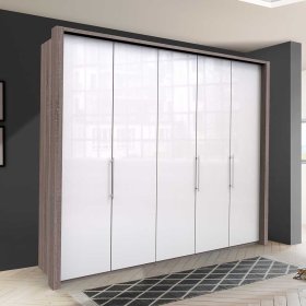 3 türiger Schlafzimmerschrank Yunidra in Weiß Eiche Trüffelfarben modern – Ansicht 2