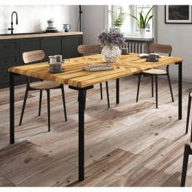 Esszimmertisch Yalley aus Wildeiche Massivholz und Metall im Skandi Design – Ansicht 3