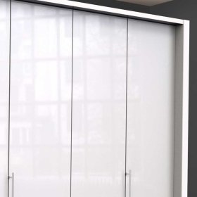 Großer Schlafzimmer Kleiderschrank Grinzia in Weiß mit Falttüren und Schubkästen – Ansicht 5