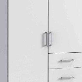 Drehtürenkleiderschrank Redon in Weiß mit drei Schubladen – Ansicht 4