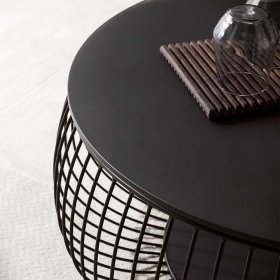 Couchtisch Fegaria mit Drahtgestell in runder Form – Ansicht 5