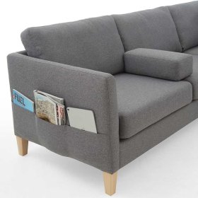 Skandi Design Sofaecke Bastia in Grau mit Fußgestell aus Holz – Ansicht 8