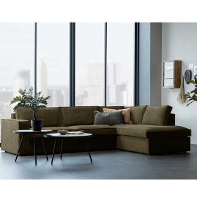 Modernes Wohnzimmer Ecksofa Brunos in Dunkelgrün Webstoff mit vier Sitzplätzen – Ansicht 3