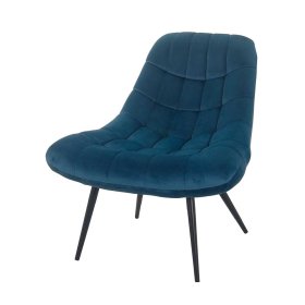Lounge Sessel Osamu in Blau Samt im Retro Design – Ansicht 2