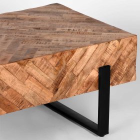Rustikaler Couchtisch Brian aus Mangobaum Massivholz und Metall – Ansicht 5