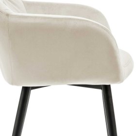Samt Esszimmersessel Aurach in Cremefarben und Schwarz 49 cm Sitzhöhe – Ansicht 7