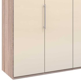 XXL Falttürenschrank Codumenta in Cremefarben und Eiche Sägerau glasbeschichtet – Ansicht 4