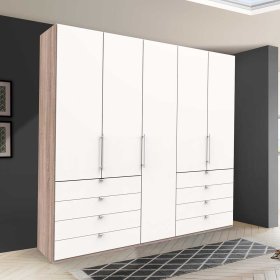 Falttüren Schlafzimmerschrank Lolyana in Weiß und Eiche Sägerau – Ansicht 3