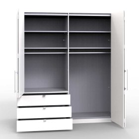 Qualitäts Kleiderschrank Andryas mit Falttüren glasbeschichtet – Ansicht 6