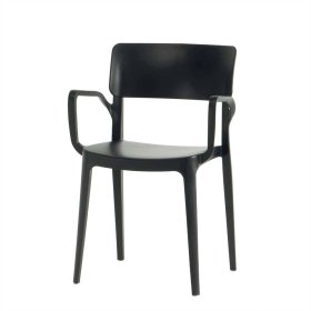 Stapelstuhl aus Kunststoff Sabassa in Anthrazit mit Armlehnen (4er Set) – Ansicht 1