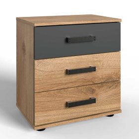 Bettkommode Latizia in Dunkelgrau und Plankeneiche Holzoptik – Ansicht 2