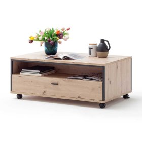 Rollbarer Couchtisch Geronda in Eichefarben und Anthrazit 115 cm breit – Ansicht 4