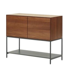 Highboard Pleanos in Nussbaumfarben furniert 80 cm hoch – Ansicht 1