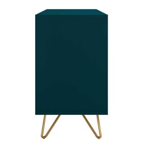 Design Kommode Tomi in Dunkelblau und Goldfarben mit Vierfußgestell aus Metall – Ansicht 3