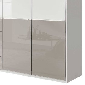 XL Schlafzimmerkleiderschrank Latina Front glasbeschichtet mit vier Schubladen – Ansicht 3
