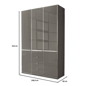 Schrank für Schlafzimmer Boplaroma in Braun Front glasbeschichtet – Ansicht 9