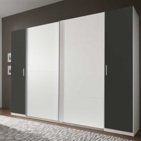 Schlafzimmerkleiderschrank Oristina mit Dreh- und Schiebetüren 210 cm hoch – Ansicht 2