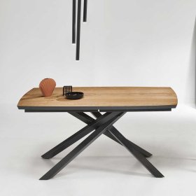 Design Esstisch Andiamo in Eiche hell und Schwarz mit Mikado Fußgestell – Ansicht 2