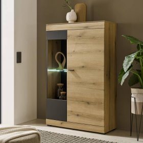 Stauraumvitrine Badehma in Eichefarben und Dunkelgrau – Ansicht 9