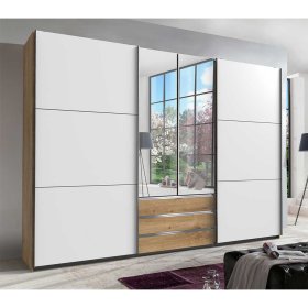 Premium Kleiderschrank Gizmeal mit Dreh- und Schiebetüren und Spiegel – Ansicht 2