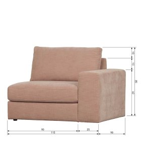 Rosa Einsitzer Modul Couch Oktamian aus Webstoff mit Armlehne rechts – Ansicht 14
