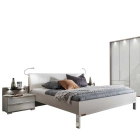 Modernes Schlafzimmer Set Zymian in Hellgrau Weiß mit LED Beleuchtung (vierteilig) – Ansicht 3