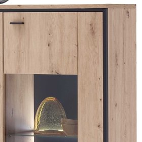 Highboard Vitrine Geronda in Anthrazit und Eiche Optik modern – Ansicht 5