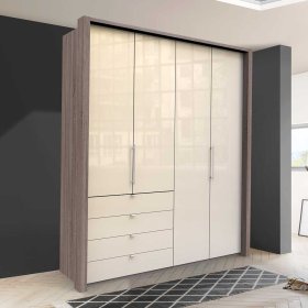 Schlafzimmerschrank Hermanos in Eiche Trüffelfarben und Cremeweiss – Ansicht 2