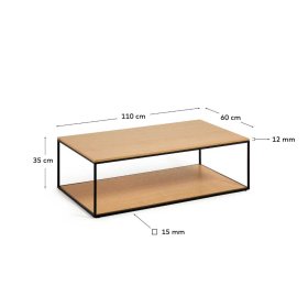 Skandi Couchtisch Katrynella in Eichefarben und Schwarz – Ansicht 4