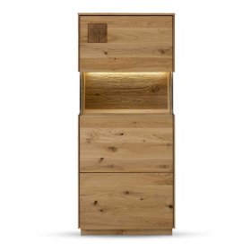 Highboard Vitrine Onitos aus Wildeiche Massivholz geölt – Ansicht 3