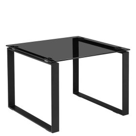 Moderner Couchtisch Princon mit Rauchglasplatte und schwarzem Metallgestell – Ansicht 5
