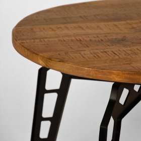 Runder Couchtisch Bracas aus Mangobaum Massivholz und Metall – Ansicht 7