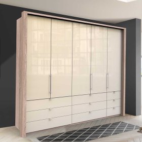 XL Kleiderschrank Codumenta in Cremefarben und Eiche Sägerau 3 türig – Ansicht 2