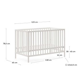 Weißes Baby Bett Aklemos aus Buche Massivholz lackiert – Ansicht 8