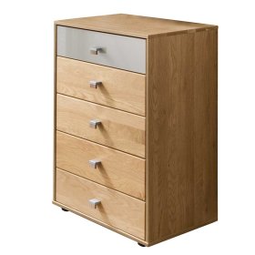 Flur Kommode Veyfas in Beige Glas beschichtet und Eiche teilmassiv – Ansicht 1